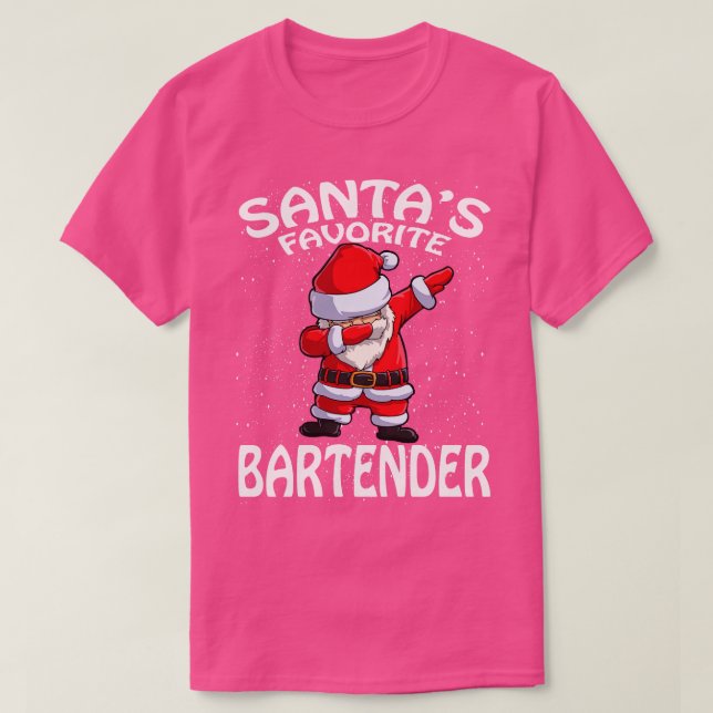 T-shirt Santas Favori Bartender Noël 1 (Design devant)