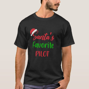 T-shirt Santas Favori Pilote Drôle Pyjama de Noël