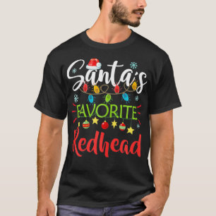 T-shirt Santas Favori Redhead Xmas Light Santa Hat Chris