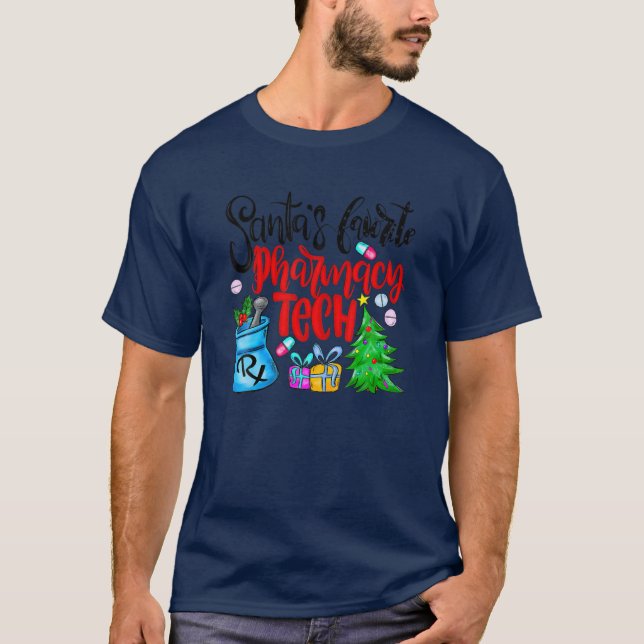 T-shirt Santas Favori Technicien en pharmacie Funny Christ (Devant)