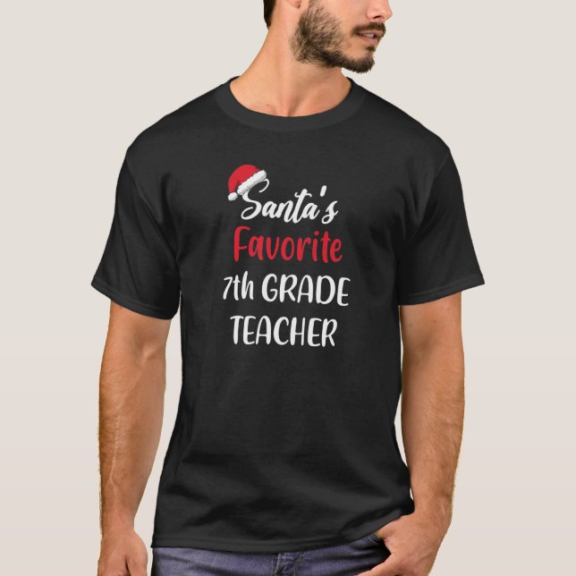 T-shirt Santas Favorite 7th Grade Teacher Gift Christmas (Devant)