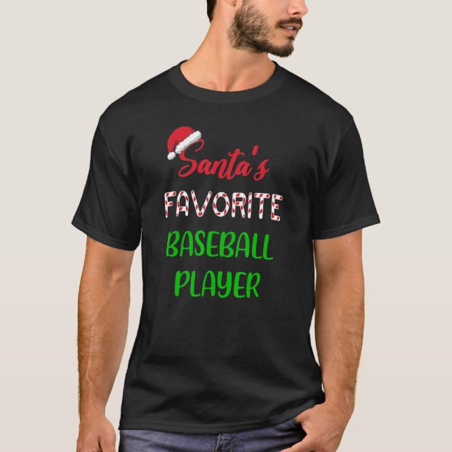 T-shirt Santas Favorite Baseball Player   Baseball Christm (Devant)