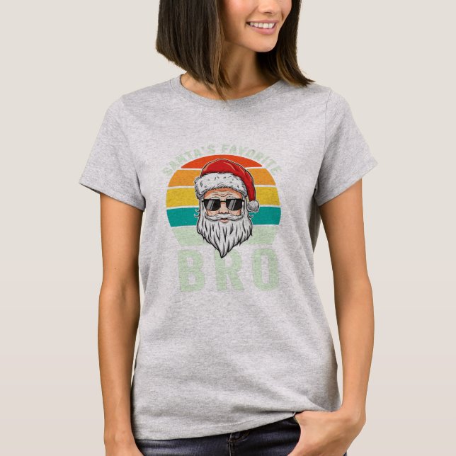 T-shirt Santa's Favorite Bro Brother Boys Funny Christmas (Devant)