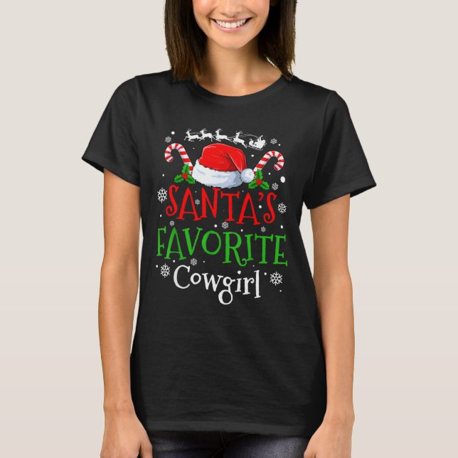 T-shirt Santa's Favorite Cowgirl Christmas Party  (Devant)