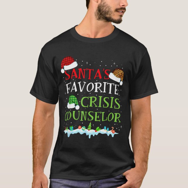 T-shirt Santa's Favorite Crisis Counselor Fun Christmas  (Devant)