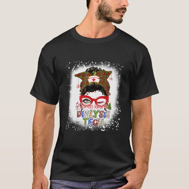 T-shirt Santa's Favorite Dialysis Tech Christmas Pajama Li (Devant)
