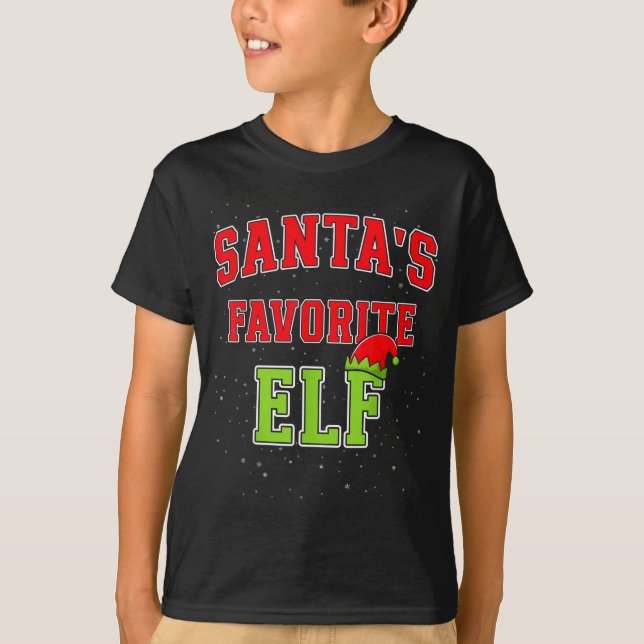 T-shirt Santa's Favorite Elf Christmas Family Matching Gro (Devant)