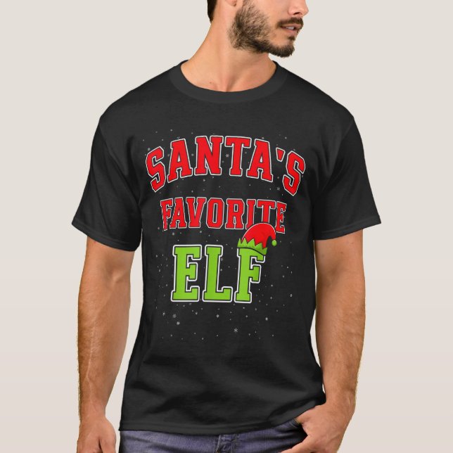 T-shirt Santa's Favorite Elf Christmas Family Matching Gro (Devant)