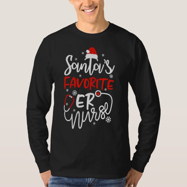 T-shirt Santas Favorite Er Nurse (Devant)