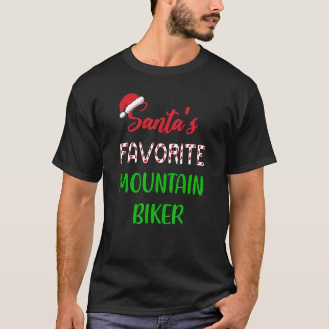 T-shirt Santas Favorite Mountain Biker   Funny Cycling Chr (Devant)