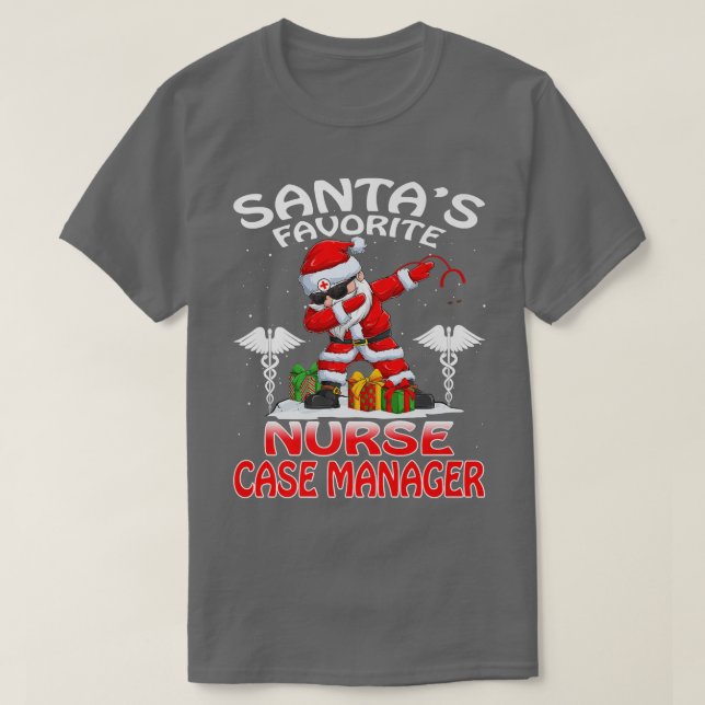T-shirt Santa's Favorite Nurse Case Manager Christmas Matc (Design devant)