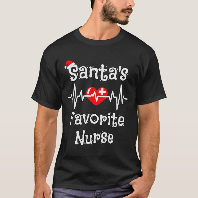 T-shirt Santa's Favorite Nurse Christmas 2021  (Devant)
