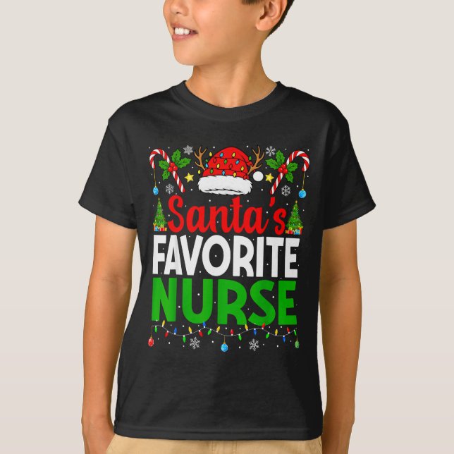 T-shirt Santas Favorite Nurse Rn Christmas Nursing Christm (Devant)