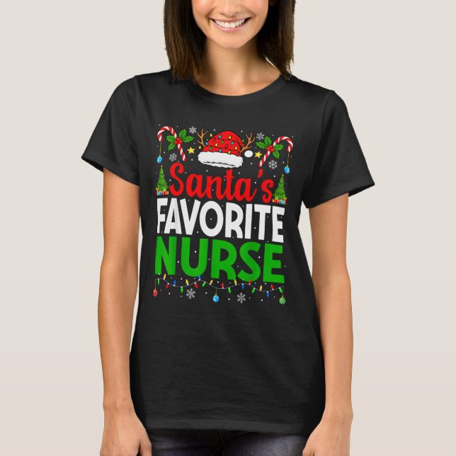 T-shirt Santas Favorite Nurse Rn Christmas Nursing Christm (Devant)