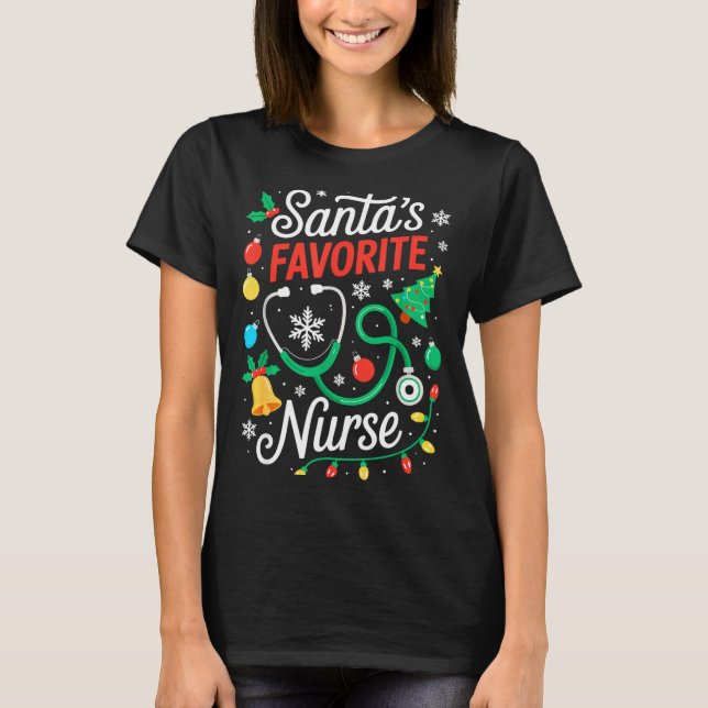 T-shirt Santa's Favorite Nurse Shirt Men Women Funny Chris (Devant)