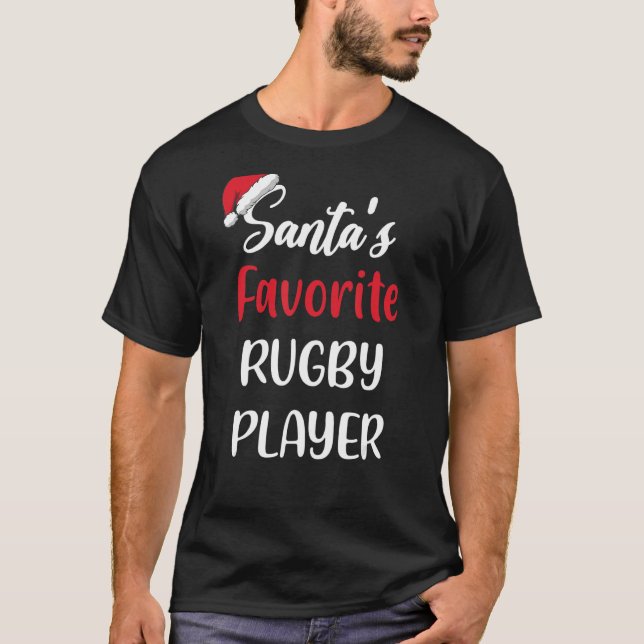 T-shirt Santas Favorite Rugby Player   Christmas Rugby   (Devant)
