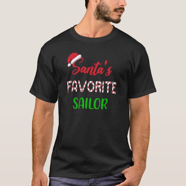 T-shirt Santas Favorite Sailor   Funny Sailing Christmas (Devant)