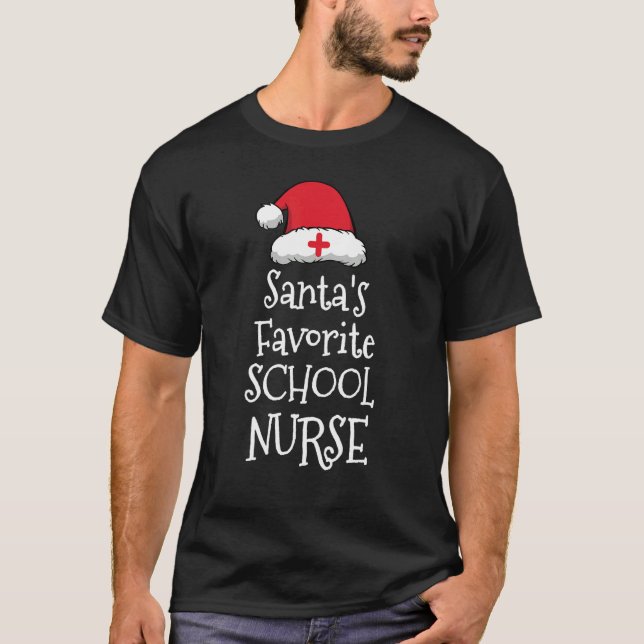 T-shirt Santas Favorite School Nurse   Christmas     (Devant)
