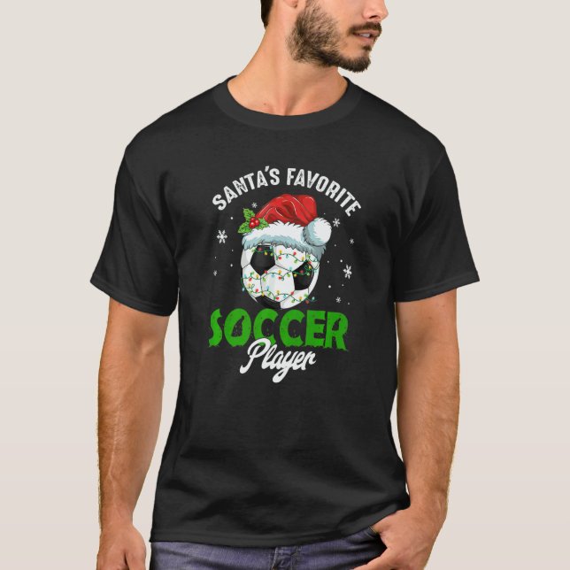 T-shirt Santa's Favorite Soccer Player Christmas Pajama (Devant)