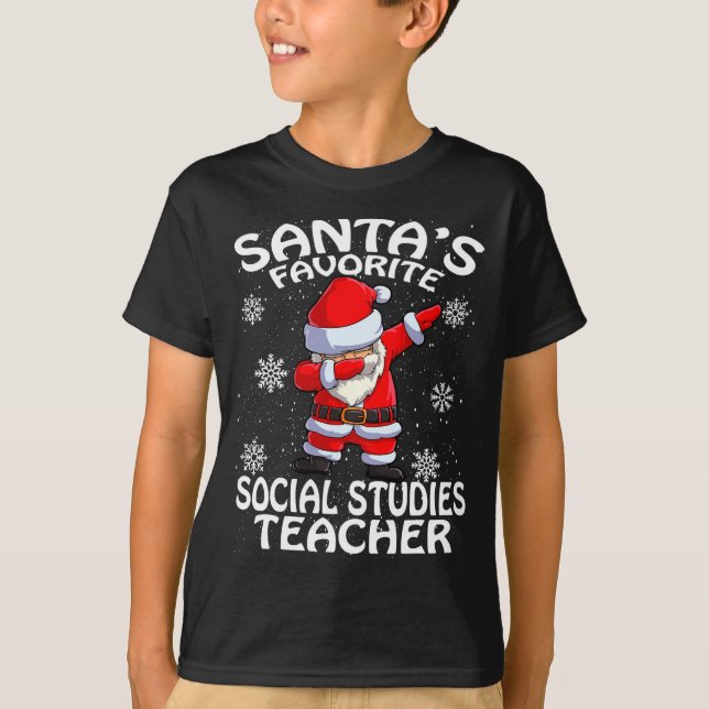 T-shirt Santas Favorite Social Studies Teacher Christmas  (Devant)