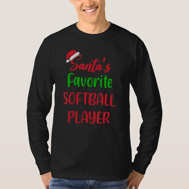 T-shirt Santas Favorite Softball Player  Softball Christma (Devant)