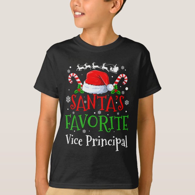 T-shirt Santa's Favorite Vice Principal Christmas Party  (Devant)