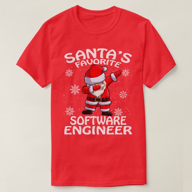 T-shirt Santas Ingénieur logiciel favori Noël (Design devant)