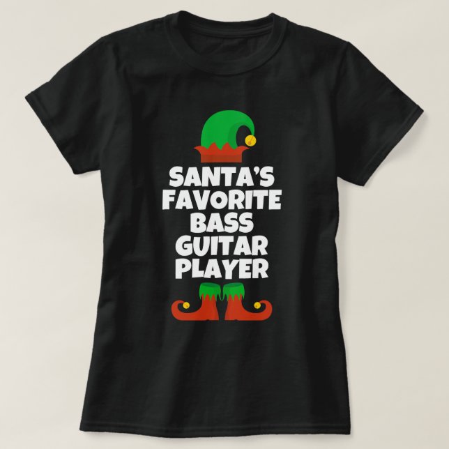 T-shirt Santas Joueur de guitare de basse favori Bass amus (Design devant)