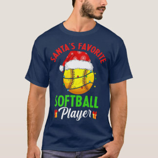 T-shirt Santas Joueur favori de softball Pajama de Noël M