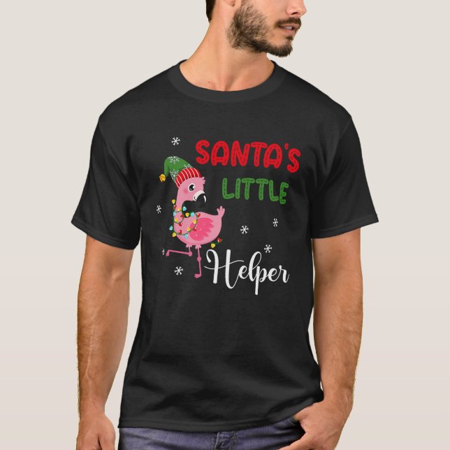 T-shirt santa's little helper flamingo elf merry christmas (Devant)