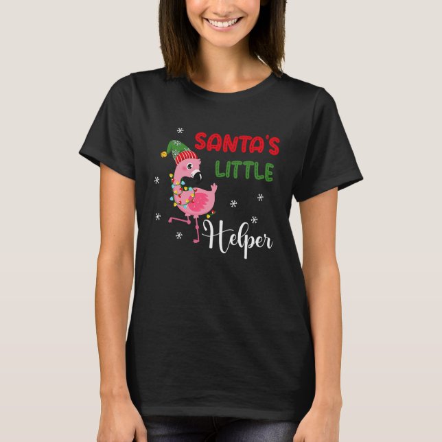 T-shirt santa's little helper flamingo elf merry christmas (Devant)