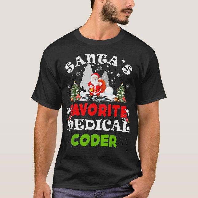 T-shirt Santas Médicale favori Coder Funny cadeau de Noël (Devant)