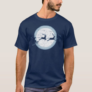 T-shirt Santas Silhouette Riding Sleigh Noël Mème de fri