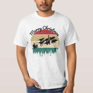 T-shirt Santas Sleigh tiré par des dinosaures
