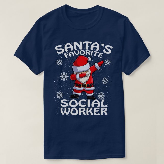 T-shirt Santas Travailleur social favori Noël 1 (Design devant)