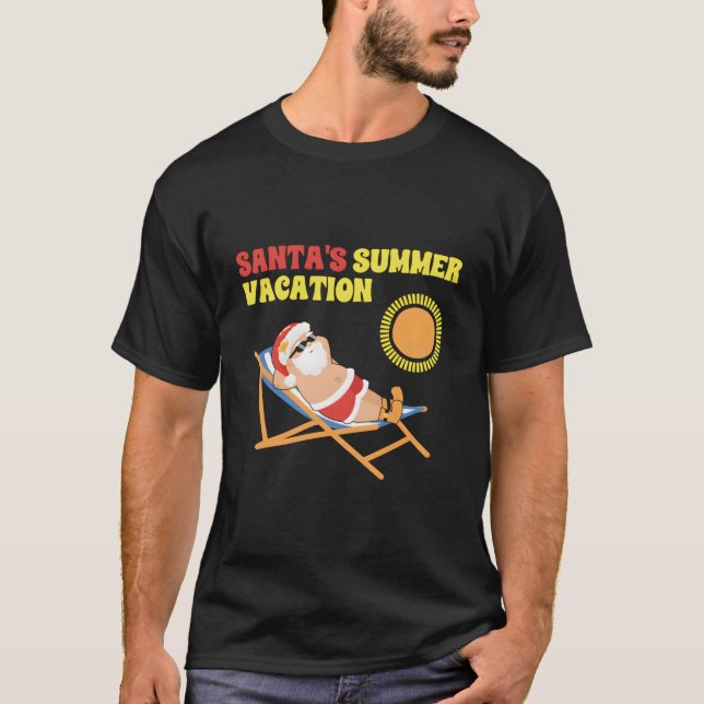 T-shirt Santas Vacances Été Noël En Juillet (Devant)