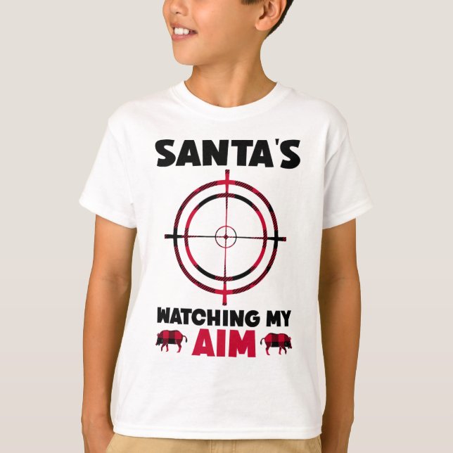 T-shirt Santa's Watching My Aim - Boar Hog Hunting 1  (Devant)