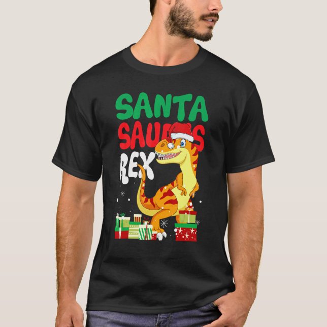 T-shirt Santasaurus Rex Christmas Rex Dinosaur Père Noël E (Devant)