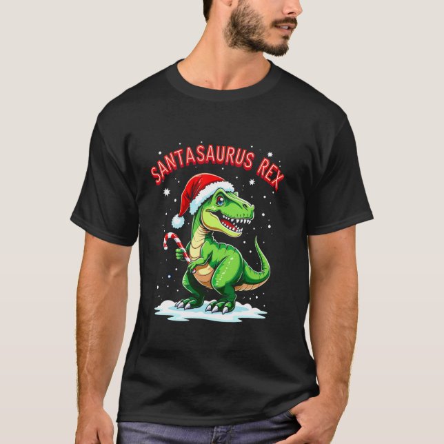 T-shirt Santasaurus Rex Dinosaure Drôle de Noël Chapeau de (Devant)