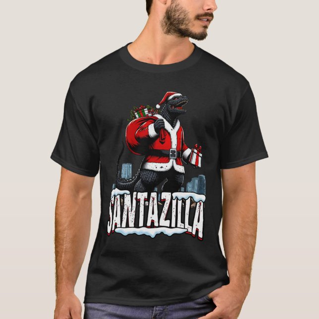 T-shirt Santazilla Kaiju Père Noël Noël Monstre Japonais (Devant)