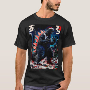 T-shirt Santazilla Monstre Japonais Kaiju Dinosaure Noël