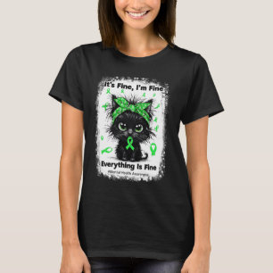 T-shirt Santé mentale Guerrier Sensibilisation Noir Chat C