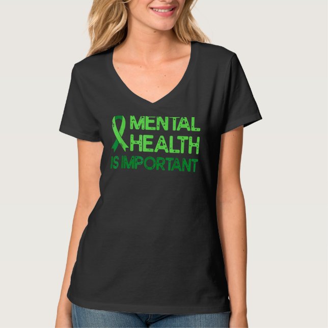T-shirt Santé mentale Ruban vert Anxiété Santé mentale A (Devant)