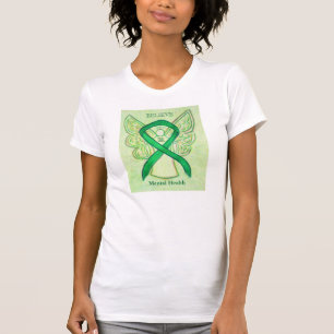 T-shirt Santé mentale Sensibilisation verte Ruban Angel Ch