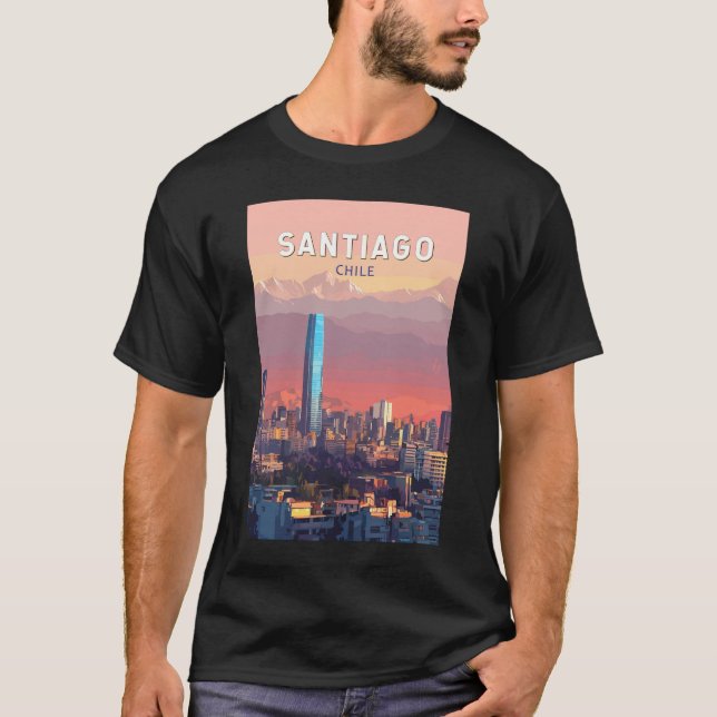 T-shirt Santiago Chili Illustration Voyage Art Vintage (Devant)