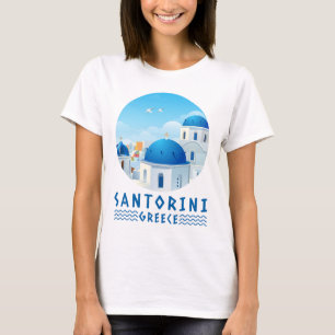 T-shirt Santorin, Grèce Blanc féminin
