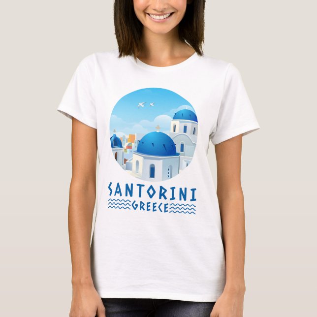 T-shirt Santorin, Grèce Blanc féminin (Devant)