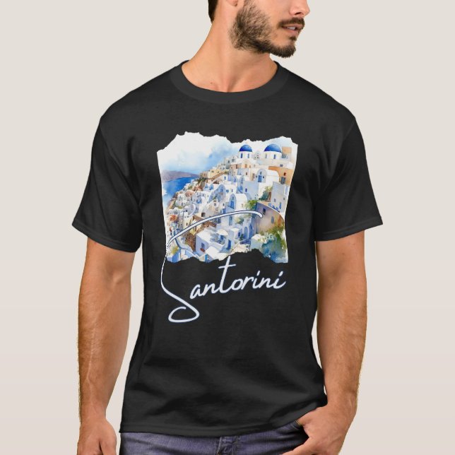 T-shirt Santorin Grèce Peinture Santorin (Devant)