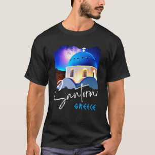 T-shirt Santorin Grèce Peinture Souvenir Voyage Pour Homme
