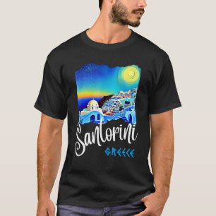 T-shirt Santorin Grèce Peinture Souvenir Voyage Pour Homme